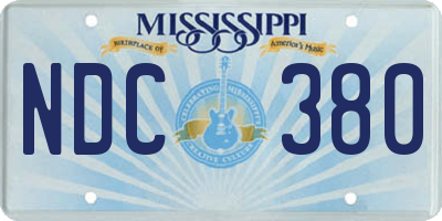 MS license plate NDC380