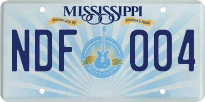 MS license plate NDF004