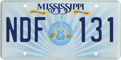 MS license plate NDF131
