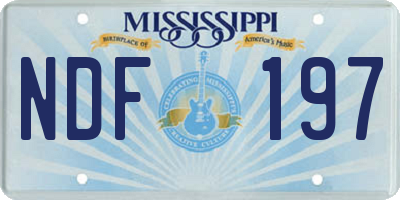 MS license plate NDF197