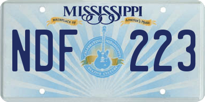 MS license plate NDF223