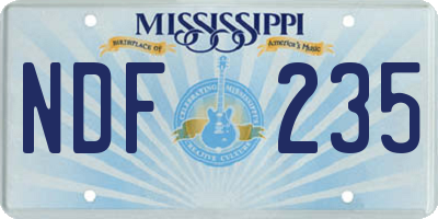 MS license plate NDF235