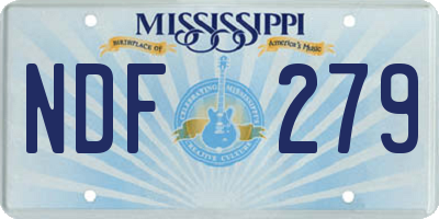 MS license plate NDF279
