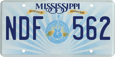 MS license plate NDF562