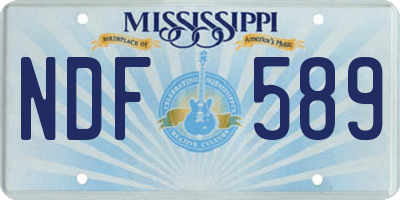 MS license plate NDF589