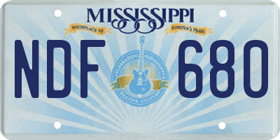 MS license plate NDF680