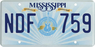 MS license plate NDF759