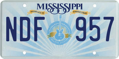 MS license plate NDF957