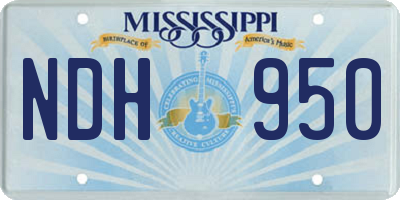 MS license plate NDH950