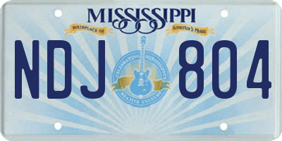 MS license plate NDJ804