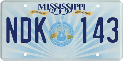 MS license plate NDK143