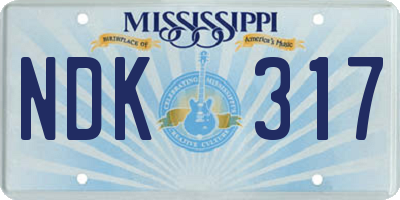 MS license plate NDK317