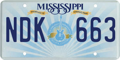 MS license plate NDK663