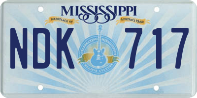 MS license plate NDK717