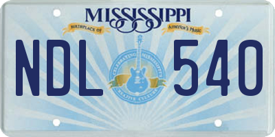 MS license plate NDL540