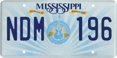 MS license plate NDM196