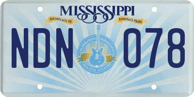MS license plate NDN078