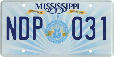 MS license plate NDP031