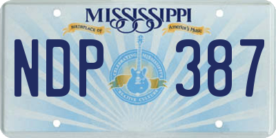 MS license plate NDP387