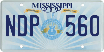 MS license plate NDP560