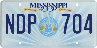MS license plate NDP704