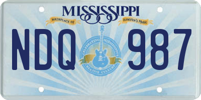 MS license plate NDQ987