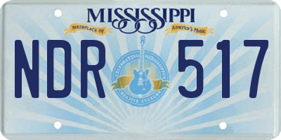 MS license plate NDR517
