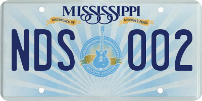 MS license plate NDS002