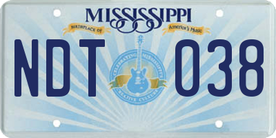 MS license plate NDT038