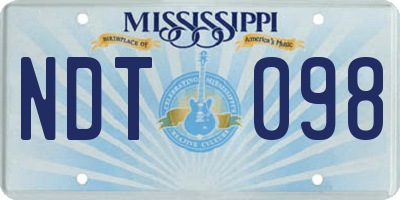 MS license plate NDT098