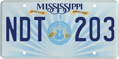 MS license plate NDT203
