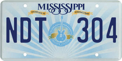 MS license plate NDT304