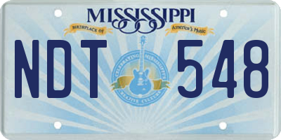 MS license plate NDT548
