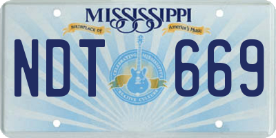 MS license plate NDT669