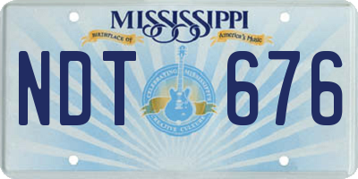 MS license plate NDT676