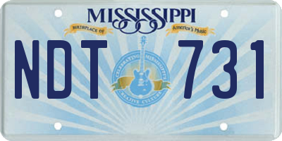 MS license plate NDT731