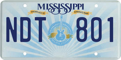 MS license plate NDT801