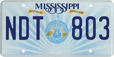 MS license plate NDT803
