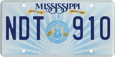 MS license plate NDT910