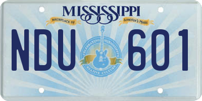 MS license plate NDU601