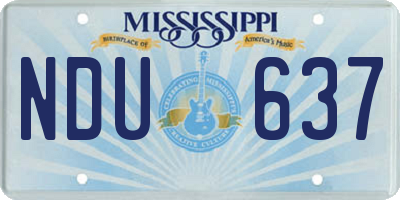 MS license plate NDU637