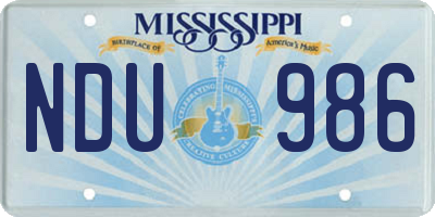 MS license plate NDU986