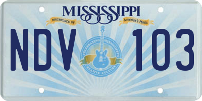MS license plate NDV103