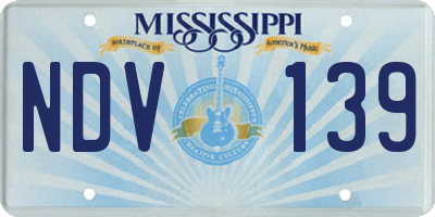 MS license plate NDV139