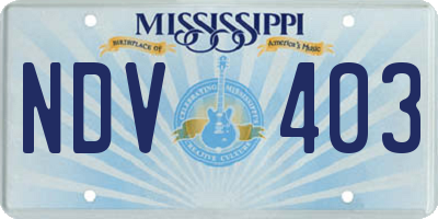MS license plate NDV403