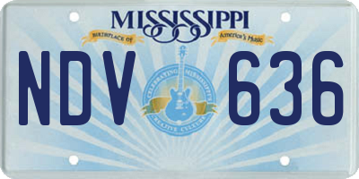 MS license plate NDV636
