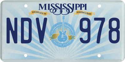 MS license plate NDV978