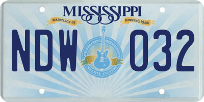 MS license plate NDW032
