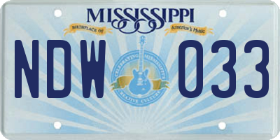 MS license plate NDW033