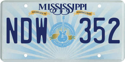 MS license plate NDW352